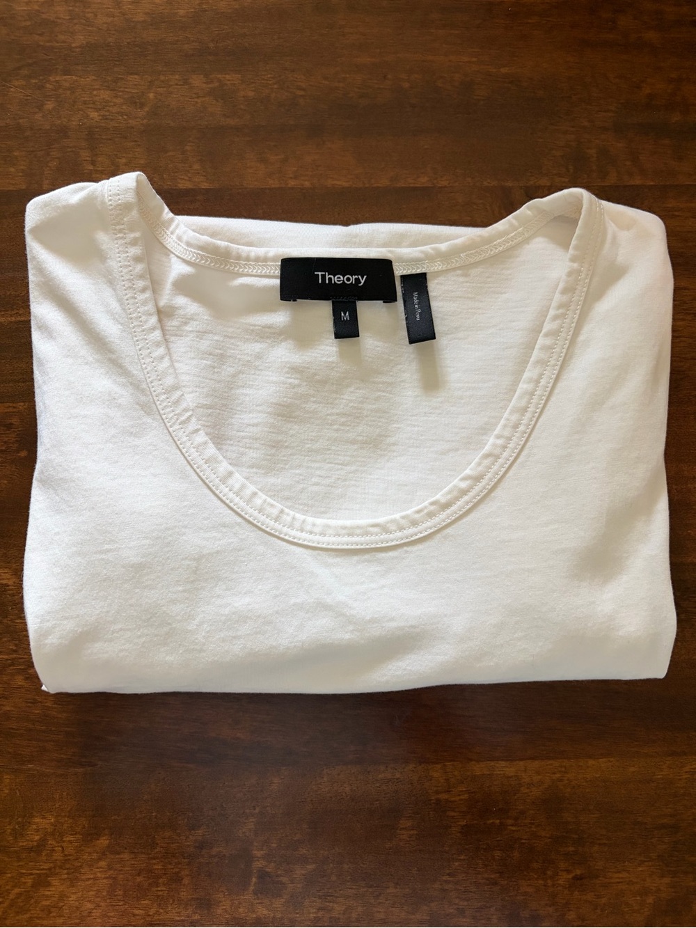 Theory Women’s 100% Pima Cotton Cream Short Sleeve Scoop Top